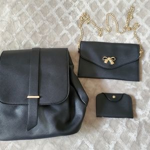 3 piece backpack, mini purse, photo holder set
